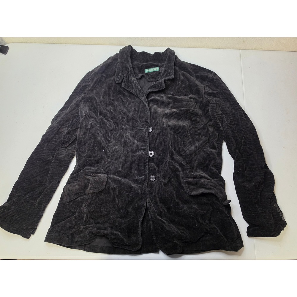 Lauren Ralph Lauren Black Corduroy Blazer Jacket Three Button Size Large